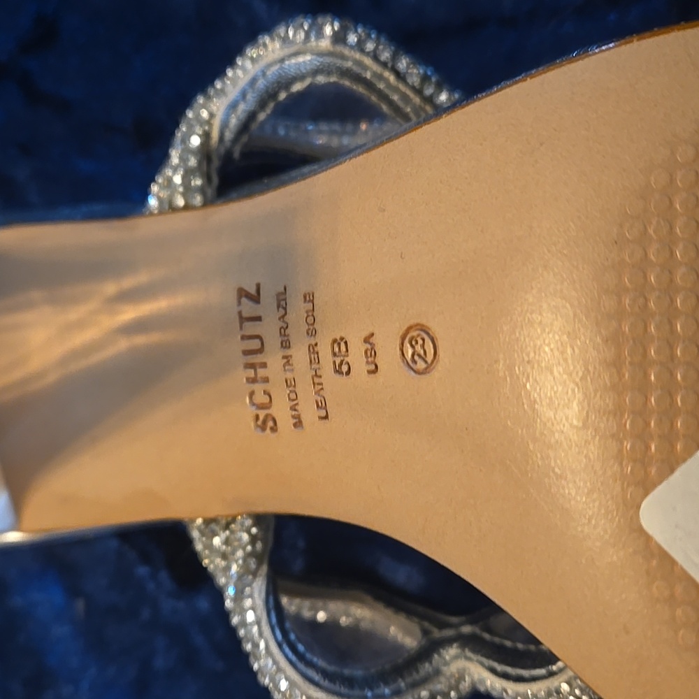 Like New Schutz Women's SilverArabella Glam Embellished Sandals Size 5 - Picture 7 of 8